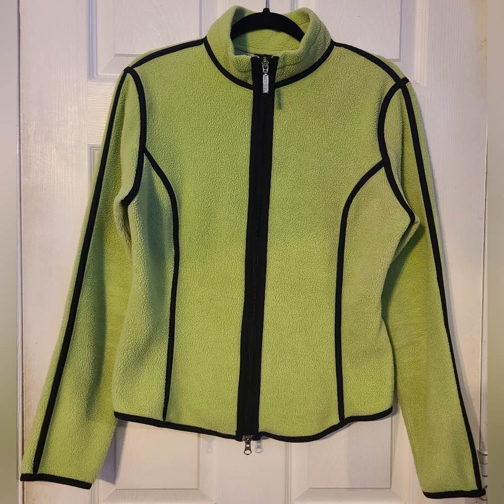 Vintage Polartec Fleece Green Jacket Bidirectional Zipper Sz XL ( Fits L)